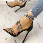 European And American Rhinestone Stiletto Sandals