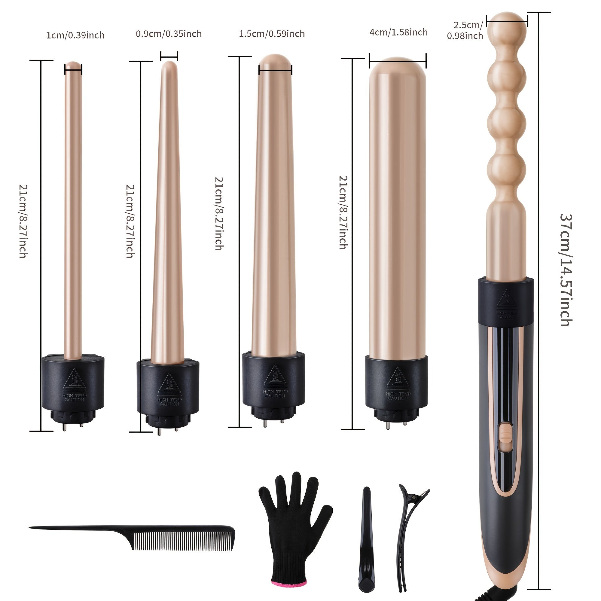 Hair Curling Wand 5in 1 Hair Curlers Iron Set 1.25inch with 5 Ceramic Interchangeable Barrel for Long Short Hair Styling Tool 1inch Hairs Crimper for Women Gifts Birthday Christmas New Year Festival Hairstylist Essentials Sty