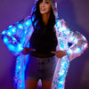 Stylish Special LED Clothing Sequin Patchwork Casual Festival Party Hooded Long Sleeve LED Jacket No Battery