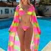Chic Tie-Dye Bikini Set for Women - V-Neck, High Stretch, Non-Transparent Swimwear with Matching Cover-Up Skirt