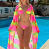 Chic Tie-Dye Bikini Set for Women - V-Neck, High Stretch, Non-Transparent Swimwear with Matching Cover-Up Skirt