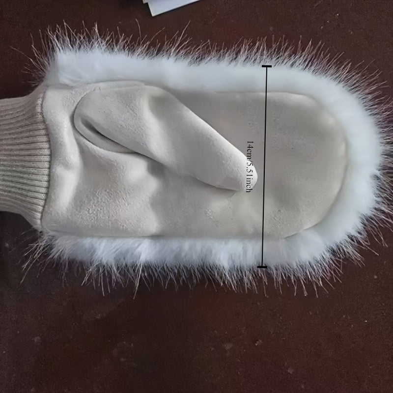 Thick, Windproof, And Cute Winter Warm Fuzzy Gloves for Cycling.