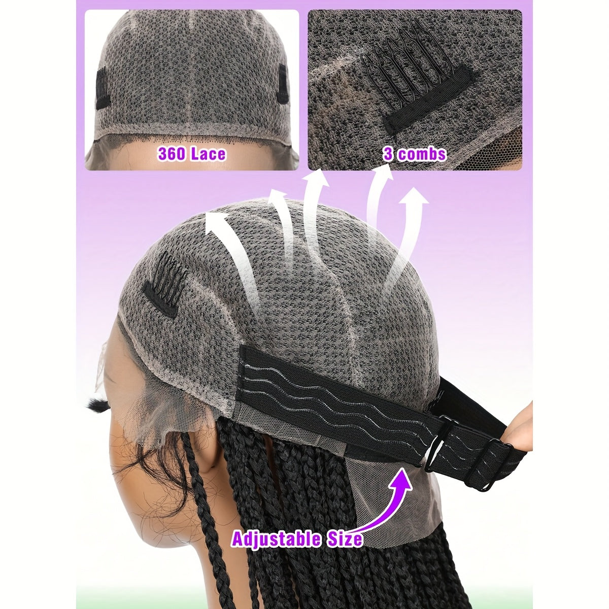 30 Inch Full Lace Braided Wig - Knotless Box Braids, Easy Wear, High-Temperature Fiber, Straight Hair, Elegant Style, All Occasions Wig|Straight Hair Wig|Easy Wear Wig
