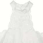 Women Hollow Out Lace Halter Dress, Crochet High Waist Pleated Maxi Dress Wedding Party Dress