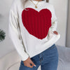 Long-Sleeved Pullover Sweater with a Sweet Heart Pattern for Autumn And Winter Casual Wear.