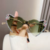 1pc Heart Shaped One-piece Fashion Glasses For Women Luxury Rhinestone Flower Decorative Shades Costume Party Props For Music Festival And Halloween