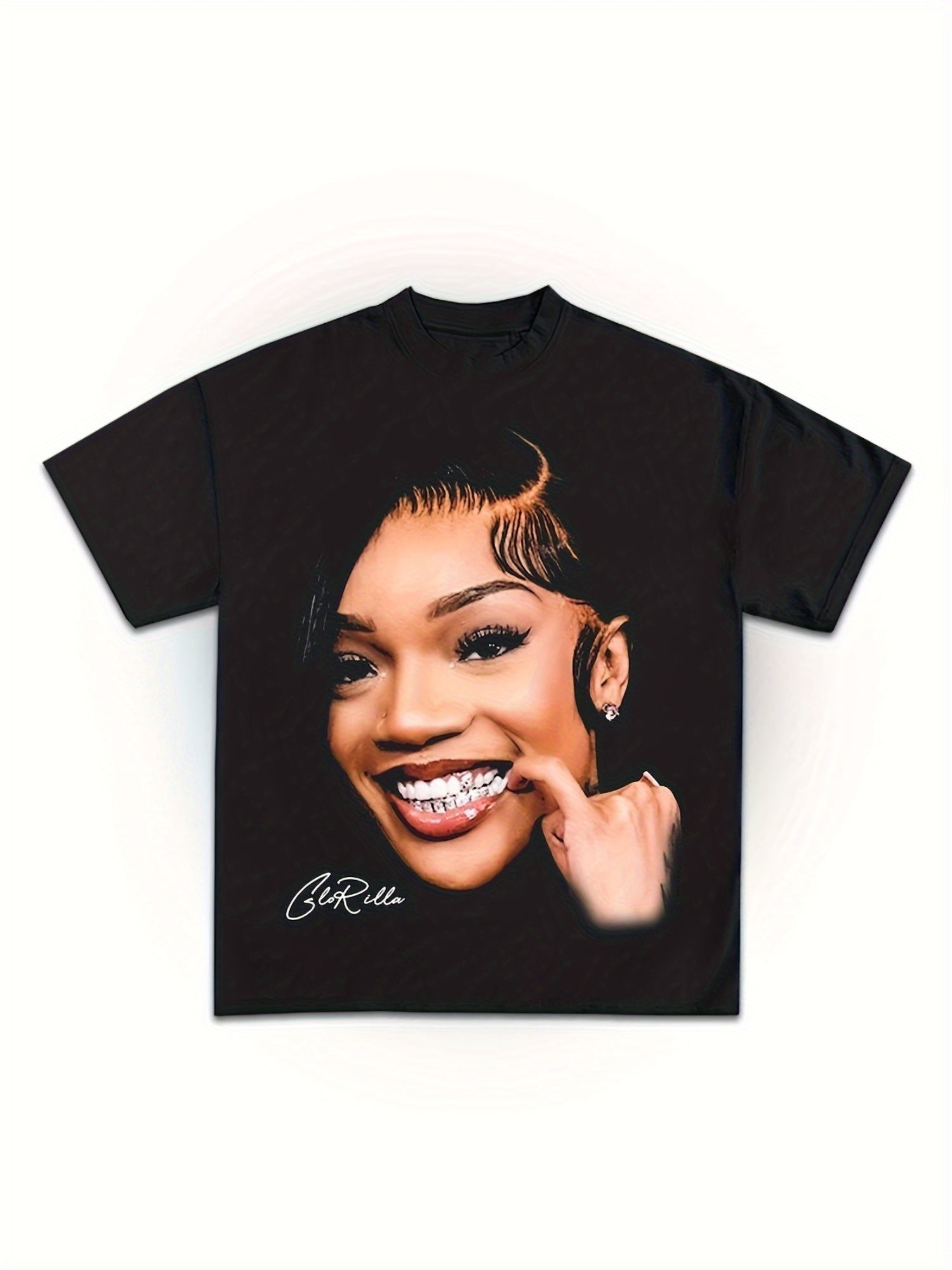 GloRilla Concert Tee Fan Art Rapper GloRilla, Men'S Graphic Tees Short Sleeve, Round Neck, Stretch Fabric, Casual Summer T-Shirts for Adults, Perfect for Outdoor Activities 220g, pure cotton, heat transfer printed T-SHIRT