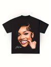GloRilla Concert Tee Fan Art Rapper GloRilla, Men'S Graphic Tees Short Sleeve, Round Neck, Stretch Fabric, Casual Summer T-Shirts for Adults, Perfect for Outdoor Activities 220g, pure cotton, heat transfer printed T-SHIRT