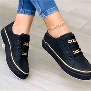 [Comfy Round Toe Canvas Sneaker] Womens Sneakers - Stylish Low Top Canvas Sneaker With Comfy Round Toe Flat Bottom And Anti-Slip Sole, Perfect For Daily Wea