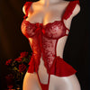Sexy Lingerie with Hanging Neck, Sexy Hot Body Suit with Chest Hollow, Body Suit with X-ray Sexy Strap, Leotard with Open Crotch, X-ray Red Valentine's Day New Style