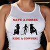 1pc Women'S Casual Western Style Tank Top - 95% Polyester 5% Elastane Knit Fabric, Crew Neck Sleeveless Vest with "Save a Horse Ride a Cowgirl" Graphic for All Seasons