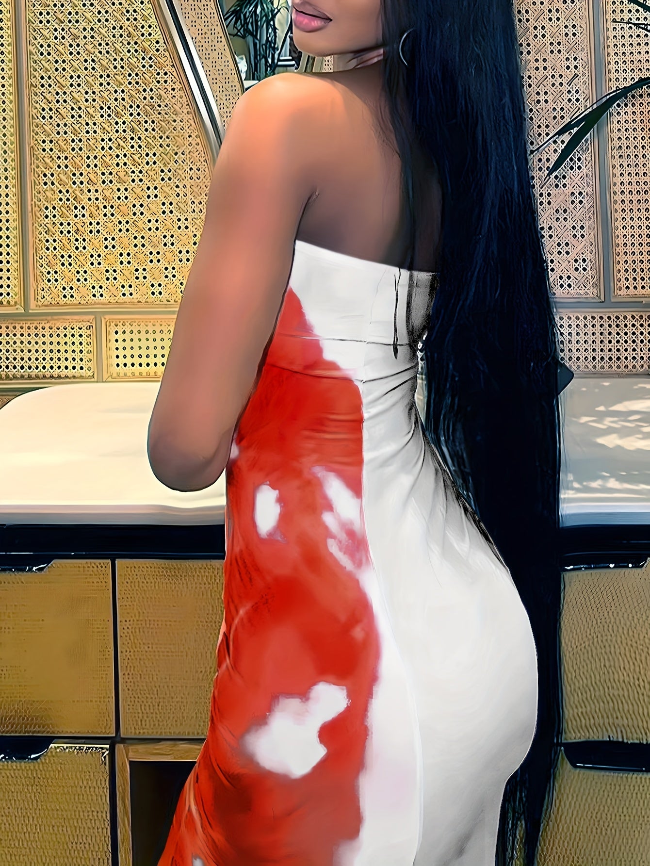Elegant Floral Print Bodycon Midi Dress for Women - Casual Chic with Applique Detail, All-Season Wear