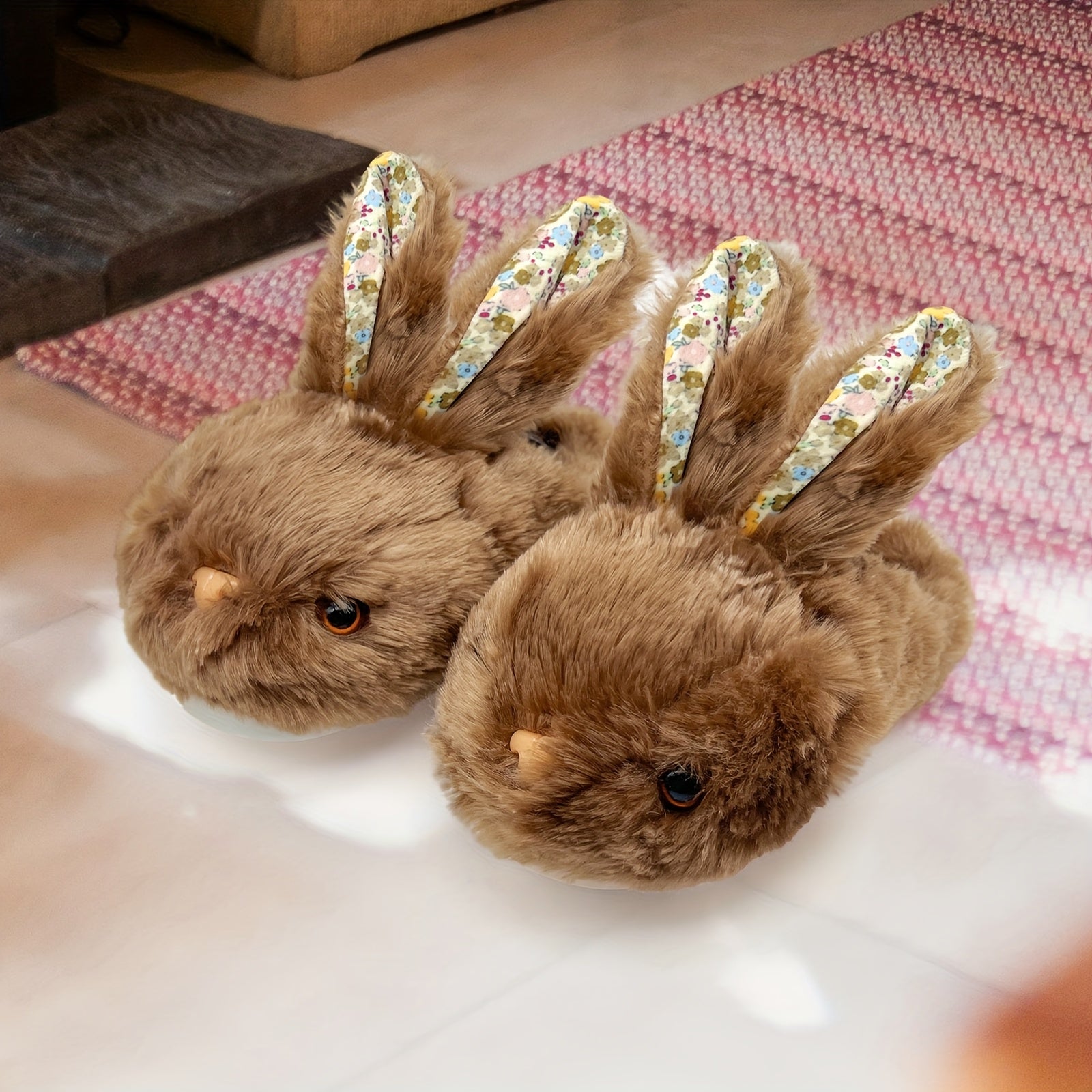 Women'S Cute Bunny Animals Slippers Interesting Comfortable Furry Slippers Soft Plush Winter Season Keep Warm Rabbit Home Bedroom Shoes, Valentine'S Day Gifts