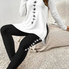 Women's Casual Two-Piece Set with Floral Print Long Sleeve Round Neck Top and Tight Pants, Comfortable Fit Regular Casual Suit for Spring and Autumn