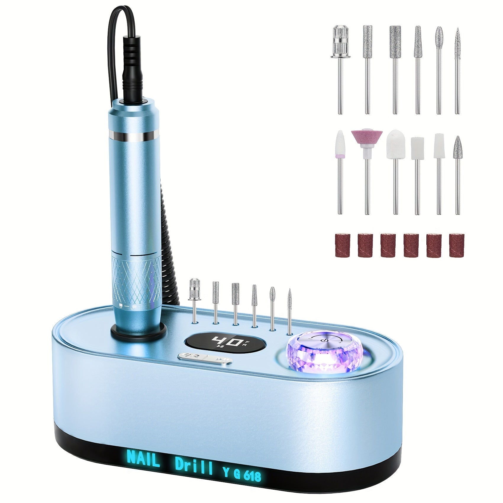 Electric Nail Drill Machine 40000RPM Professional Efile Nail Drill Kit, High Speed, Low Heat, Low Noise, Low Vibration, Electric Nail File For Acrylic Gel Nails, Toenail Shaping, Buffing, Grinder Manicure Pedicure Polishing S