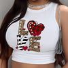 Women'S Casual Spring/Summer/Fall Knit Fabric Sleeveless Vest with Alphabet and Heart Print, No Padding, Crew Neck, Polyester