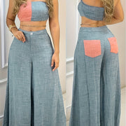 Women'S Casual Two-Piece Set, Sleeveless Patchwork Outfit