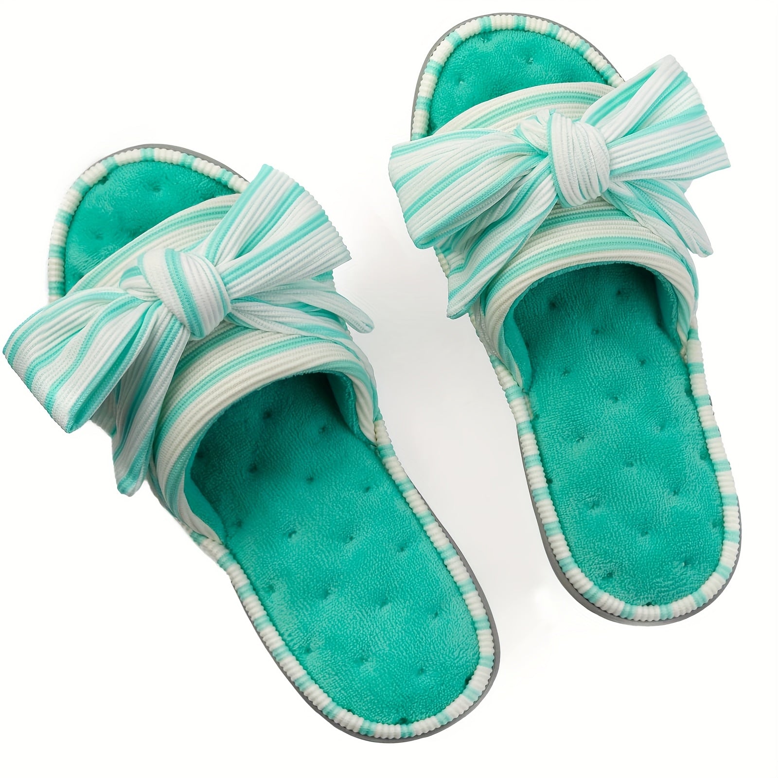 Women's Elegant Slip-on Slippers with Bow - Fabric Upper, TPR Sole, All-Season Comfort | Machine Washable | Stretchy Fit