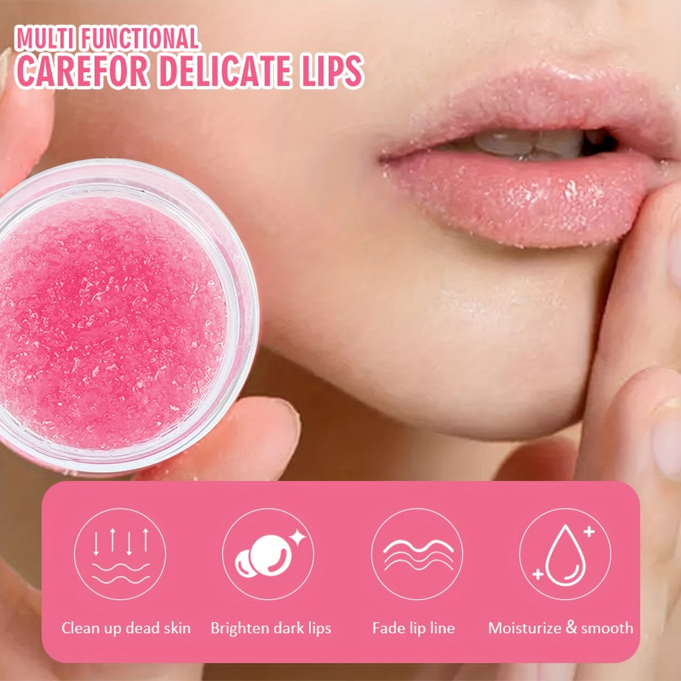 Raspberry Flavored Lip Scrub – 1.06oz Gel with Squalene & Sugar for Exfoliating, Deep Hydration & Long-Lasting Moisture