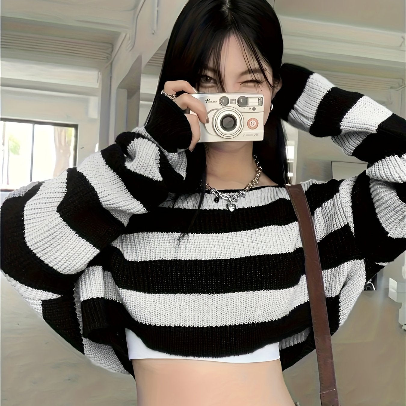 Women'S Y2K Style Color Block Knit Crew Neck Short Sleeve Pullover - 100% Polyester Jersey, All Seasons, Knit Fabric, Young Fashion