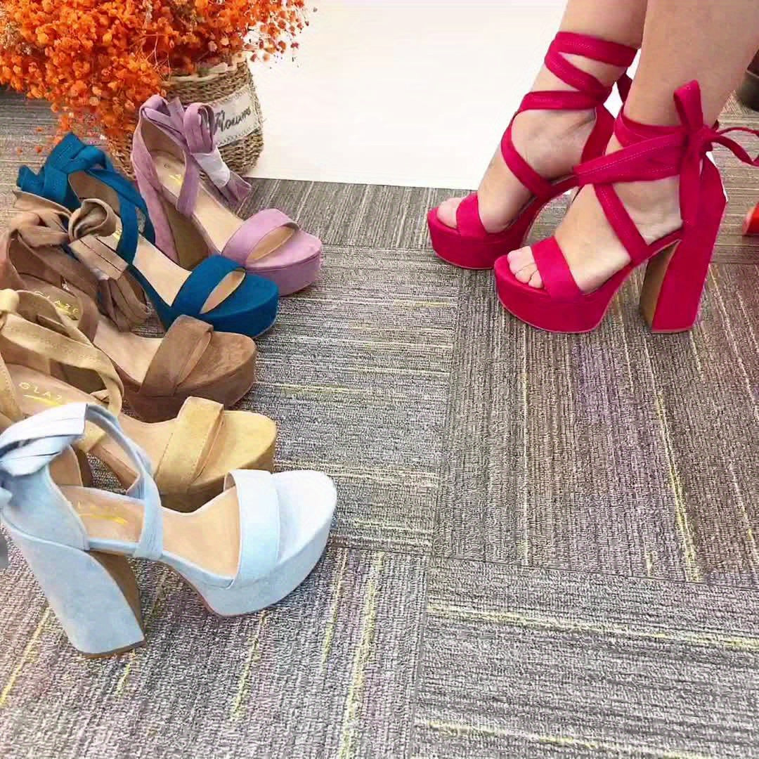High Heels Chunky Block Platform Heels For Women Strappy Gladiator Sexy Open Toe Heels Dressy Pumps Sandals