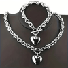 2-piece/set Hot Selling Women's Jewelry Set, European And American Love Necklace, Earring Bracelet, Fashionable And Simple Retro Heart-shaped Pendant Necklace, Earring Bracelet, Temperament Accessory Enthusiast, Holiday Shopp
