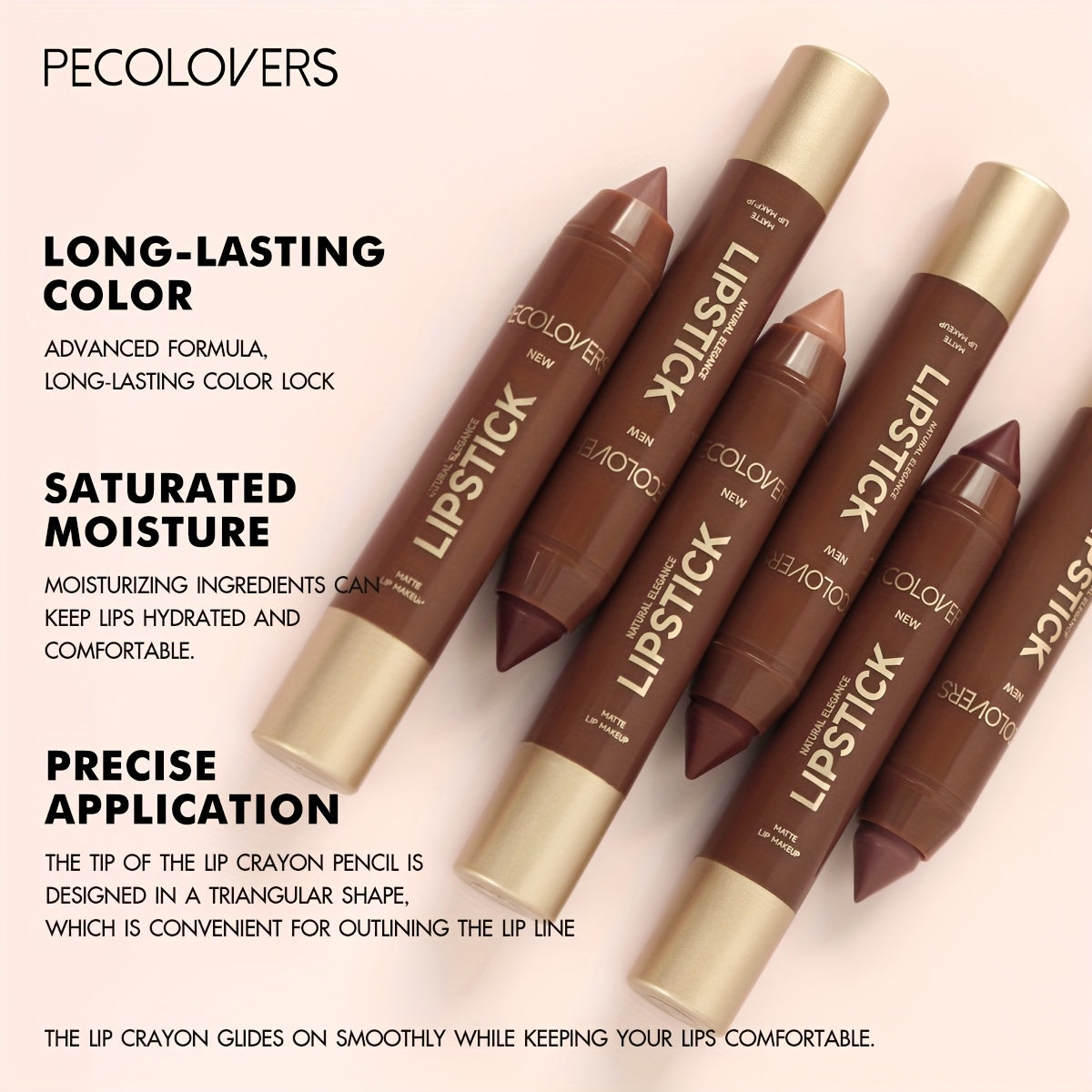 6PCS/Set Lipstick - Matte, Long-lasting, Waterproof, Non Stick Cup, Nude, Brown, Easter Makeup, Easter Holiday Party, Lipstick Pen