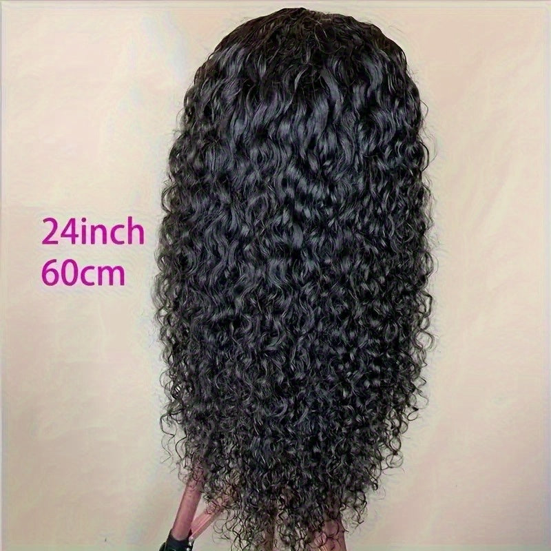 13x6 HD Clear Lace Curly Wavy Wig 100% Un-acid Washed Human Hair 200% Density Pre-plucked Baby Hair & Bleached Knots Glue-Free Wig 3-Second Application for All Light Beige Tones Natural Look Party & Daily Wear, Hair Wig