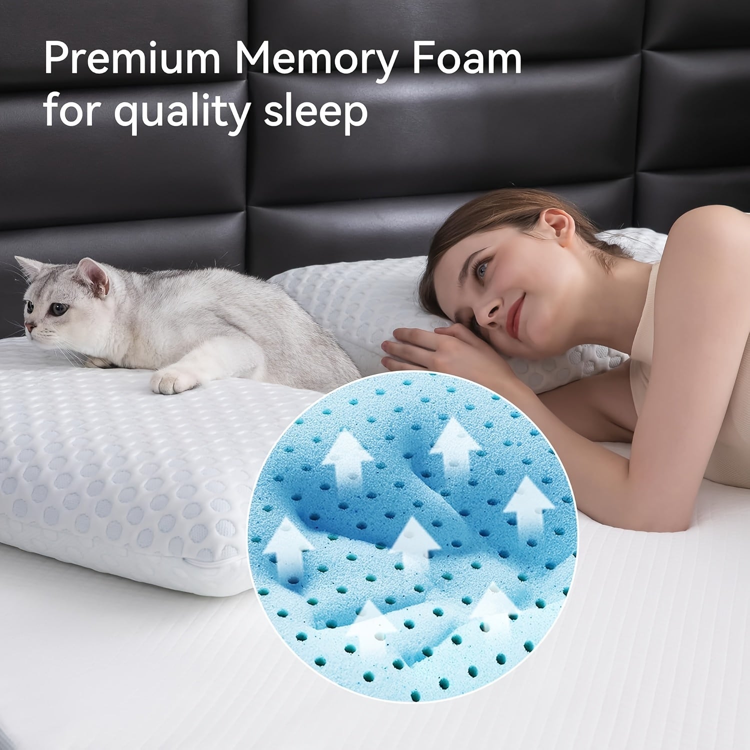 MUUEGM Neck Pillow For Sleeping, Contour Cooling Pillow For Side Sleeper, Bed Pillow For Sleeping Standard Size.