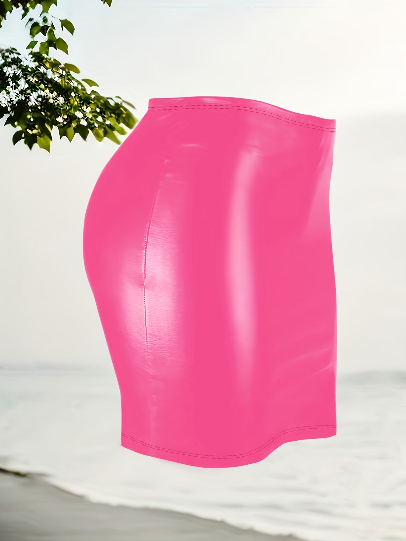 [Elegant] Bright Pink High-Waist Bodycon Mini Skirt - Sexy Clubwear with Side Slit, Stretchy & Machine Washable for Women, Trendy Outfit | Sexy Bodycon Skirt | Skirt