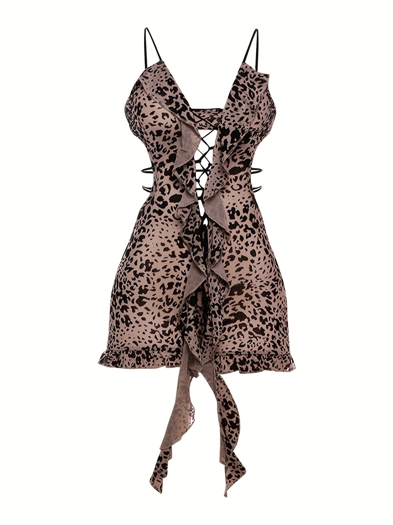 Trendy Street Style Slim Fit Sexy Hot Women'S Lightweight Printed Drawstring Hollow Out Camisole Romper Shorts