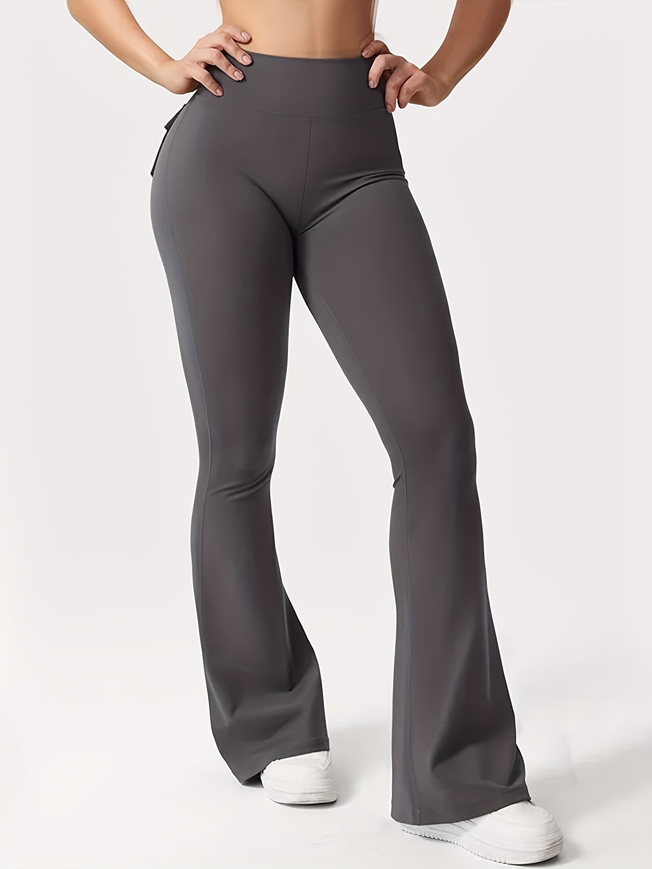 1pc Women'S Sexy High Stretch Yoga Pants with Pocket, Knitted Polyester, Long Length, Regular Fit, All-Season Athletic Tights for Running, Cycling, and Exercise