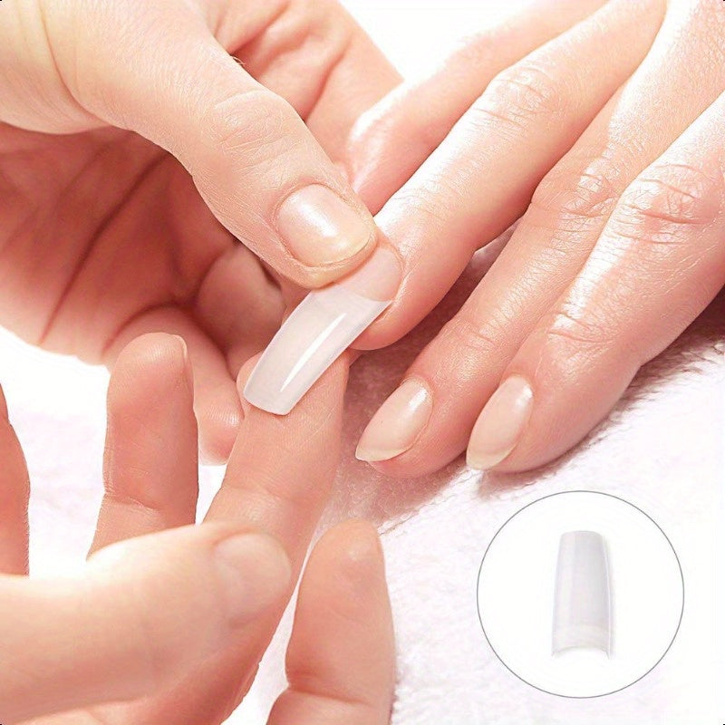 Acrylic Nail Tips Natural 500pcs French Artificial False Tip for Manicure Nails Art Salons and Home DIY