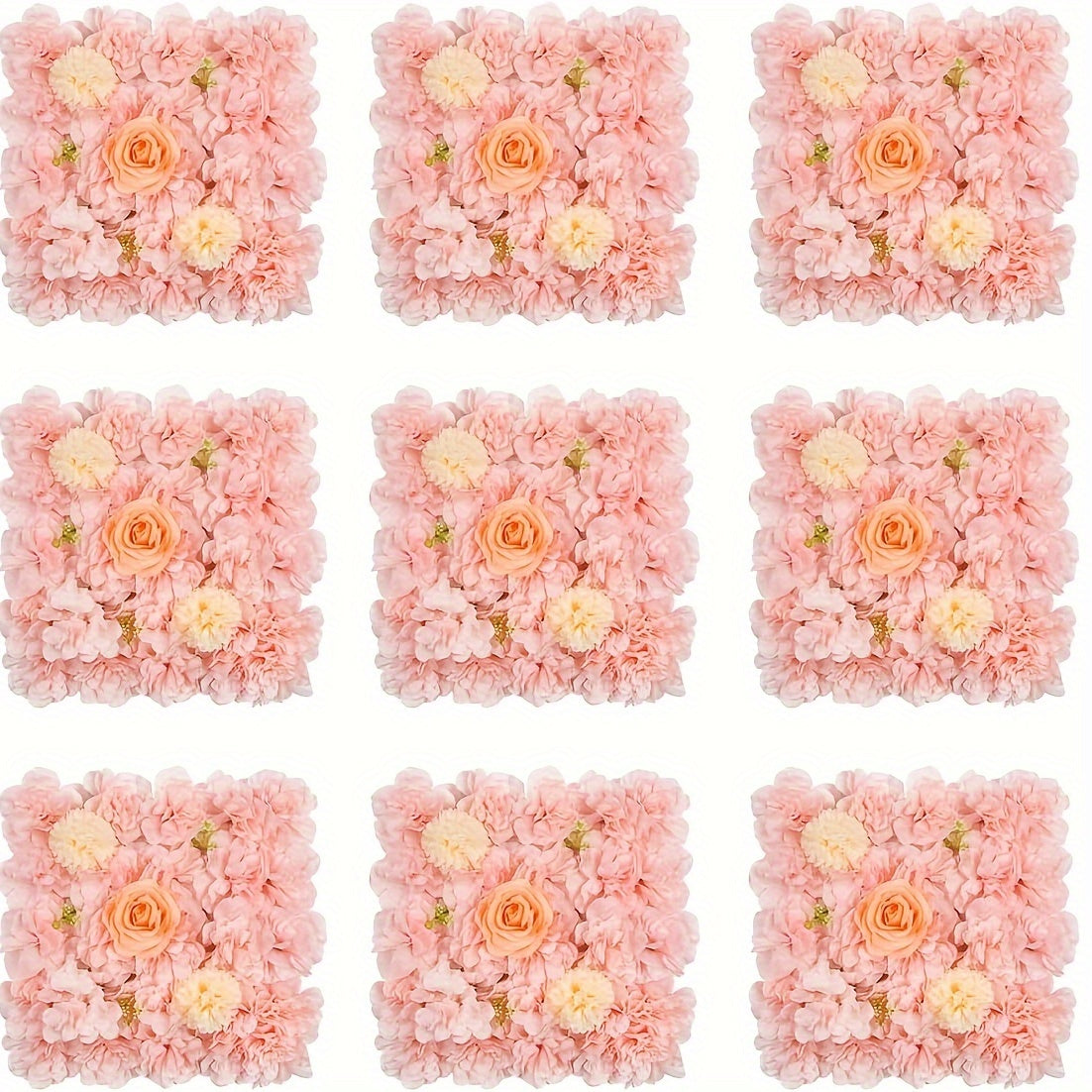12pcs Pink Rose Floral Backdrop, 15x15 Inches - Elegant Polyester Photography Background for Weddings, Bridal Showers, Birthday Parties, and Romantic Celebrations, Party Backdrop | Elegant Event Backdrop | Blush Wedding Roses