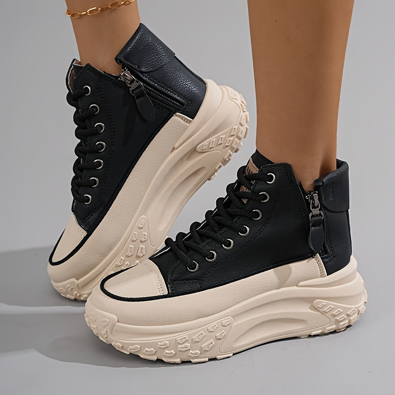 2024 Trendy High-Top Women's Sneakers - Comfortable, Non-Slip, Durable Casual Shoes with Lace-Up Design and Round Toe - For Women - Suitable for Casual Wear - Perfect Gift for Fashionistas
