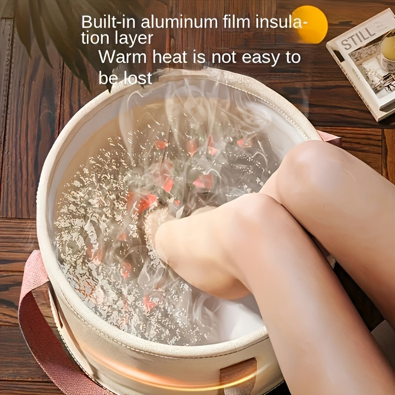 Luxurious Portable Foldable Foot Soaking Tub with Temperature Control - No Power Needed, PEVA Material, Odor-Free, Ideal for Home Care and Travel - Allergy-Friendly, Multi-Purpose Soaking Bucket with Insulation Layer, Perfect