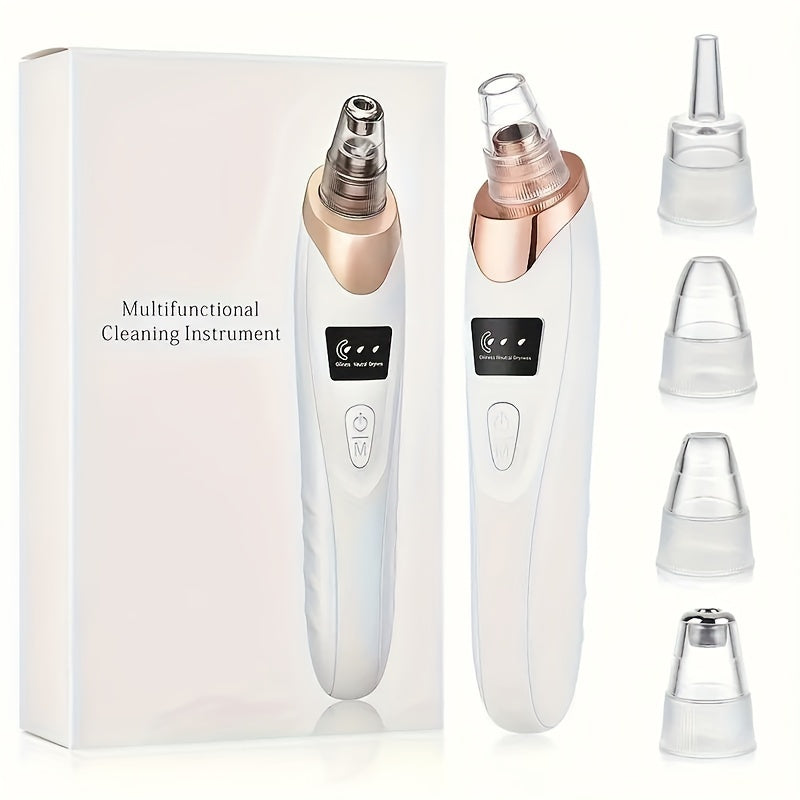 1pc Rechargeable Blackhead Vacuum with 5 Probes - Portable Deep Cleansing Facial Care Device for Gentle & Safe Pore Cleanser, USB Charging, Ergonomic Design, Skin Cleansing Vacuum | Sleek Blackhead | Multiuse Probes