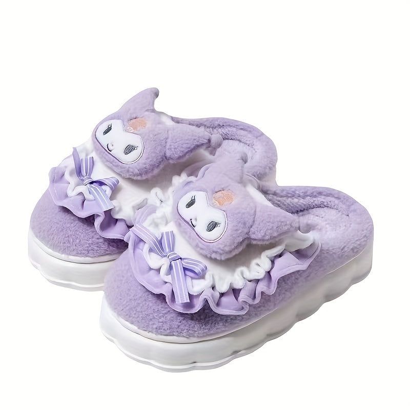 Sanrio Winter Slippers For Women Hello Kitty Cute Cartoon My Melody Cinnamoroll Kuromi Honey Style CozyFabric Slipon House Shoes Outdoor Slippers