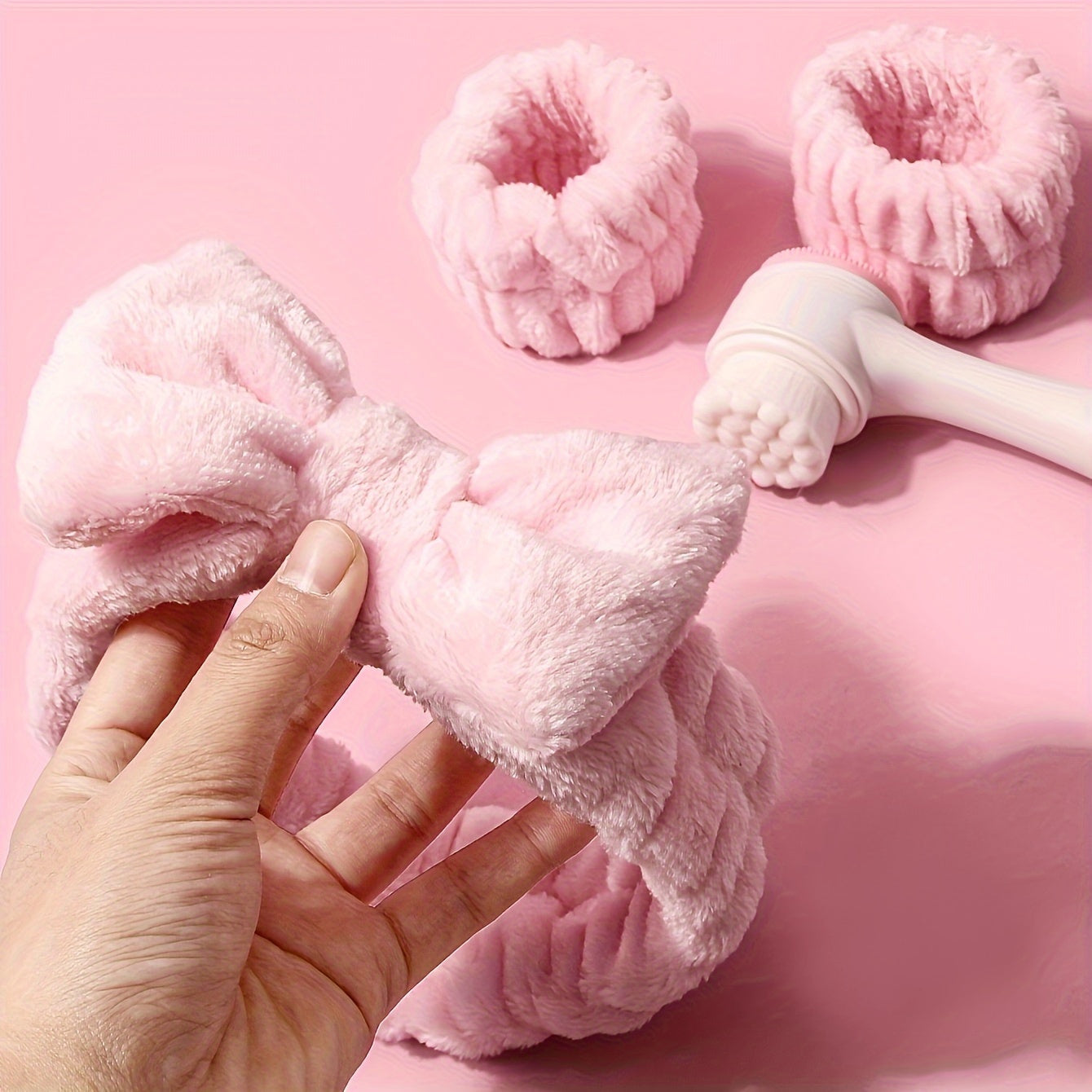 7pcs Facial Cleaning and Care Set - Deep Cleaning, Beauty Spa Mask Brush Kit, Includes Soft Fleece Headband, Headband Tie, Gentle Exfoliating Brush, Detail Silicone Facial Cleansing Brush, Portable Skincare Tool, Includes Was