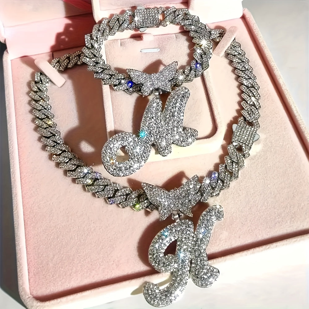 Women's Elegant Butterfly Necklace - Zinc Alloy, Rhinestones Mosaic, Synthetic Stones | Perfect Jewelry Gift | Christmas Jewelry