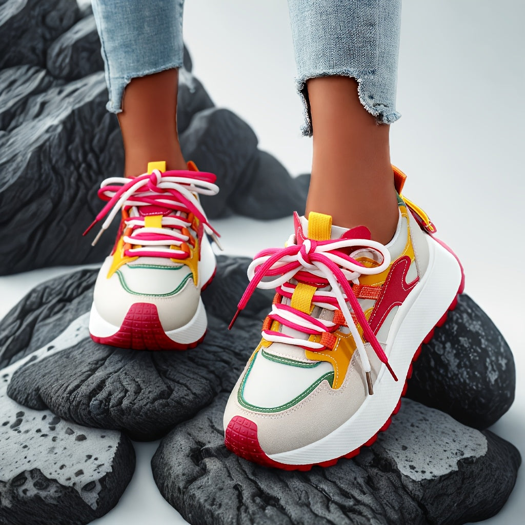 Women'S 2025 New Arrival, Colorful Striped Running Shoes with Thick Sole - All-Season Motion-Control Sneakers for Fitness and Running, Allseason Sneakers|Playful Design|Motioncontrol Support