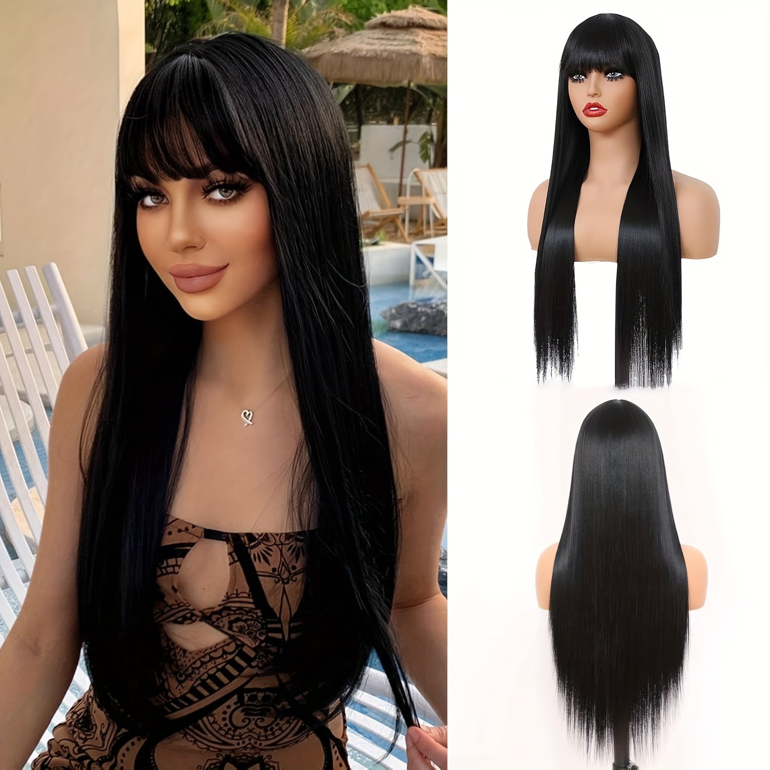 [ Items For The Season Change]Human Hair Wigs With Bangs Ready To GO Glueless Straight Wigs For Beginners Women 100% Brazilian Human Hair