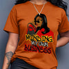 [Stylish T-Shirt] Polyester Women's Casual T-Shirt - Stylish Cartoon Character Print "MINDING MY OWN BUSINESS" Design, Machine Washable, All-Season Wear