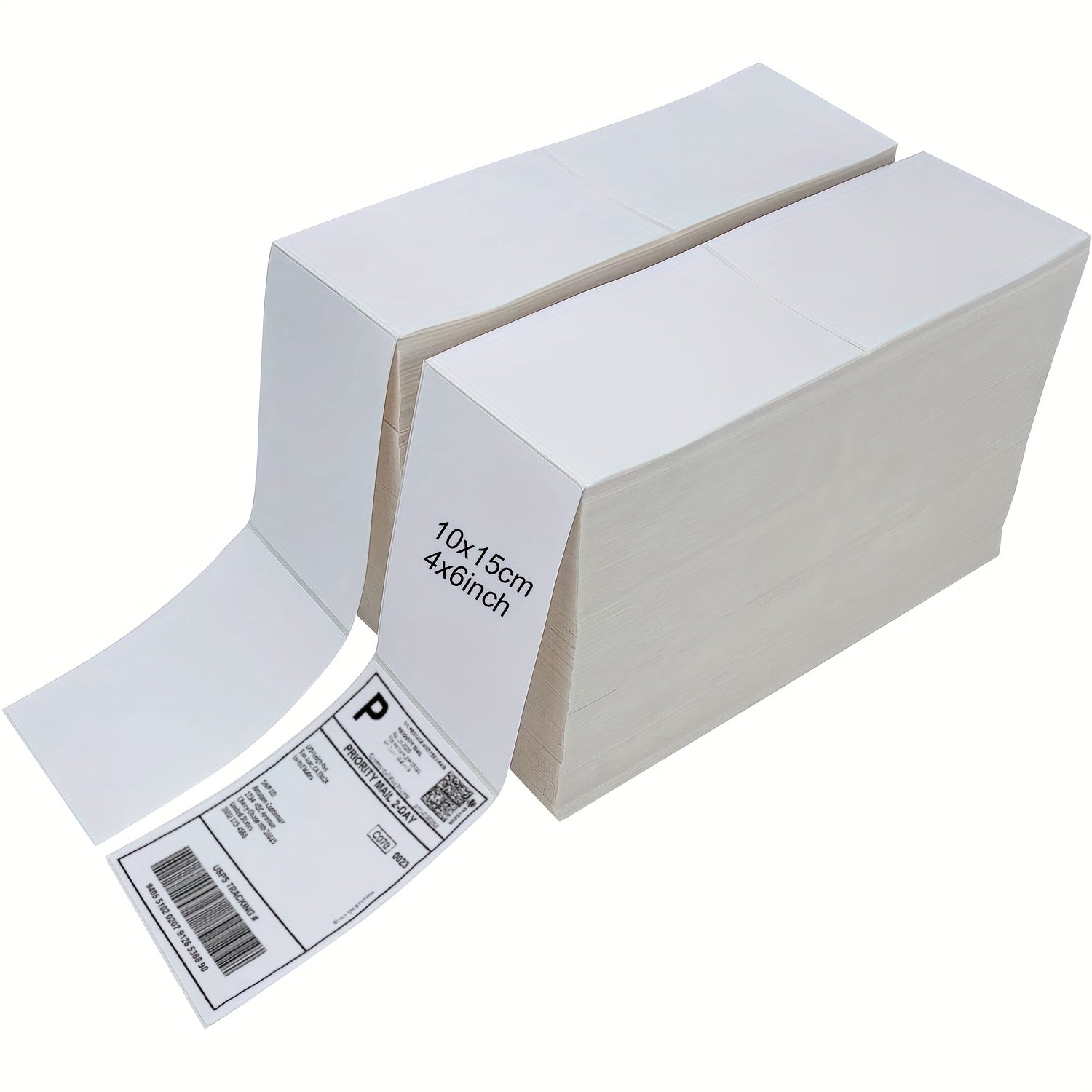 6000 Labels Fanfold 4" X 6" Direct Thermal Labels, with Perforated Line for Thermal Printers - Compatible with Zebra & Rollo Printer (4" X 6" - 6000 Labels)