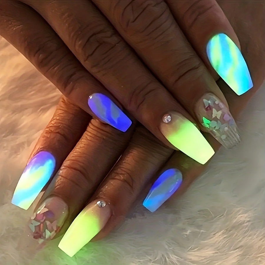 1 Box Neon Phosphor Powder Nail Glitter Powder 10 Colors Dust Luminous Pigment Fluorescent Powder Nail Glitters Glow in the Dark