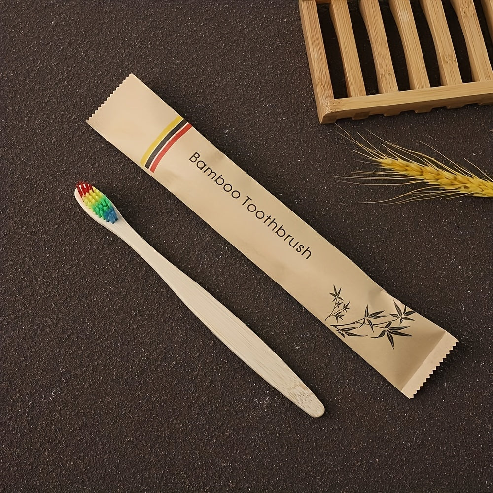 100pcs Soft Nylon Bamboo Toothbrushes - Full-Size Head, Ergonomic for Business Trips, Unisex Adults