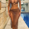 Women's 3-Piece Bikini Set With Sexy Backless Triangle Top And Mesh Long Skirt, Chic Beach Swimwear Outfit