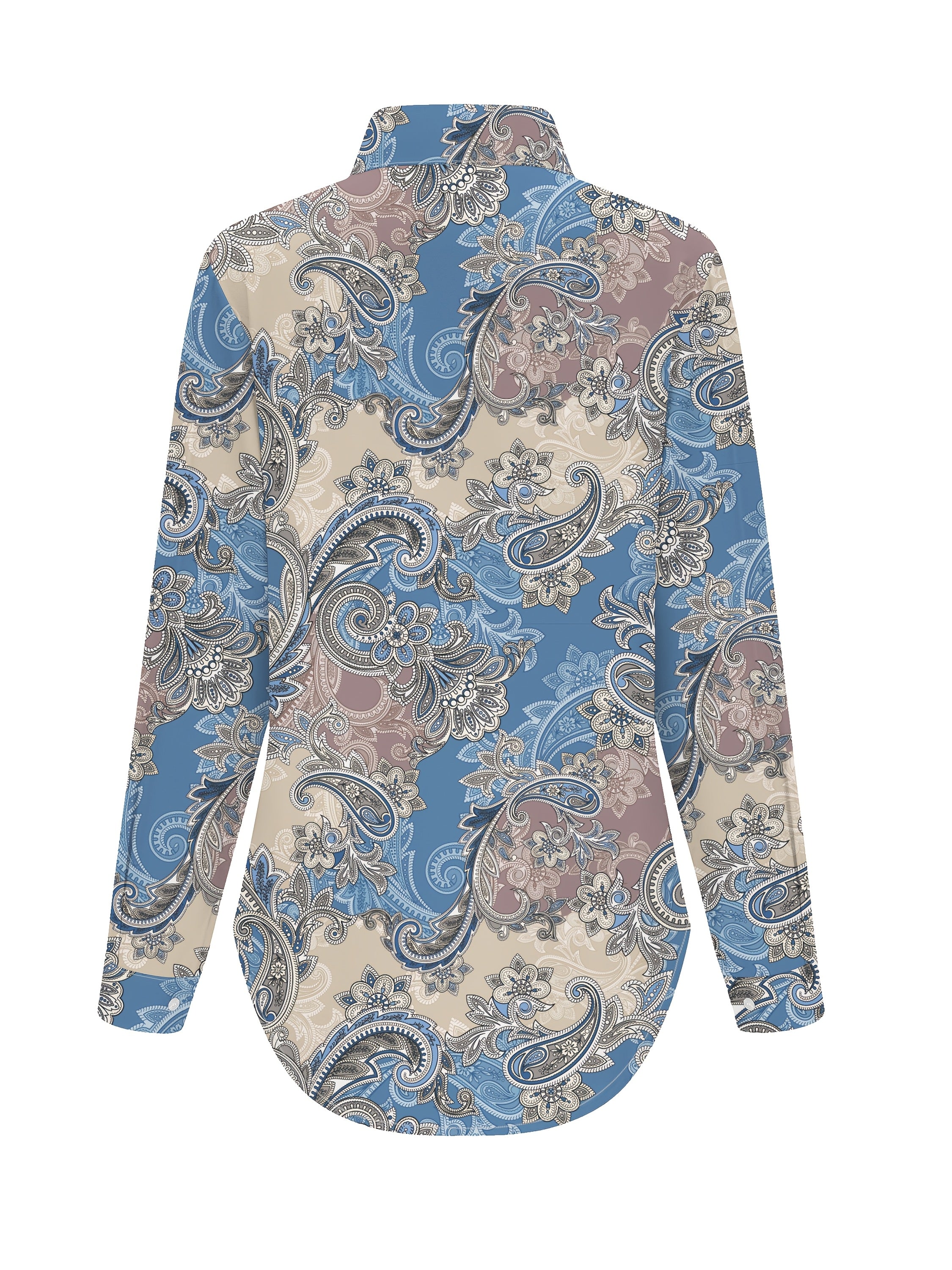 Women'S Casual Long Sleeve Floral Print Button Up Shirt, Polyester Lapel Collar Woven Fabric, All Seasons