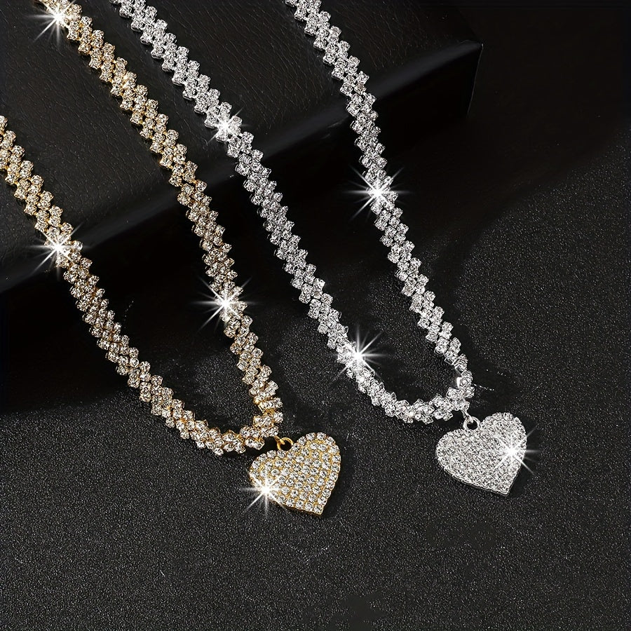 Luxurious Water Crystal Heart Pendant Necklace - Perfect for Everyday Wear