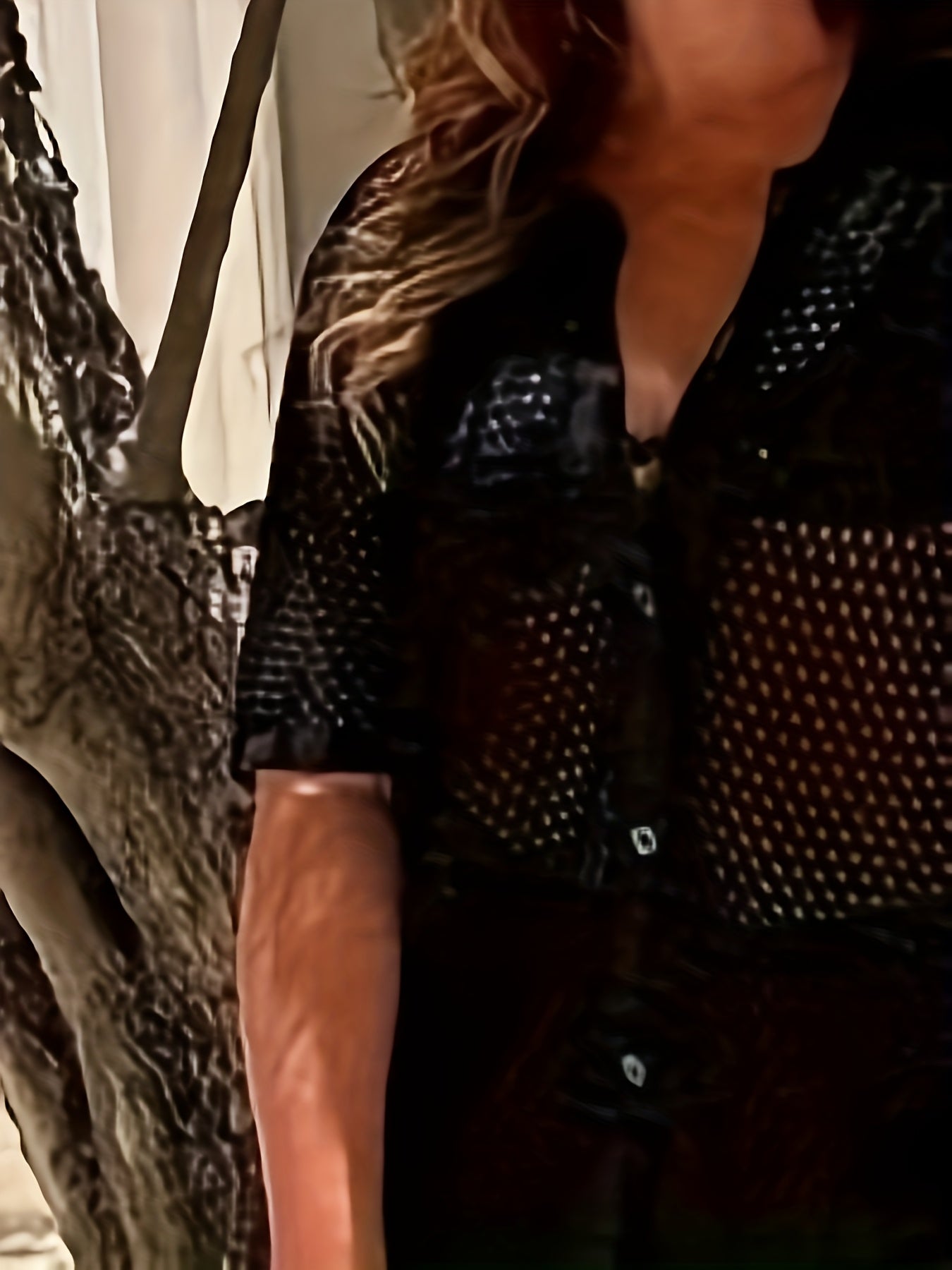Women's Vacation Style Fashion Hollow Fabric Short Sleeve Shirt and Pants Set